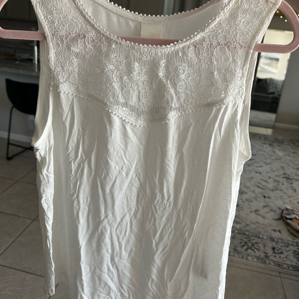 H&M White Lace Women's Top M
